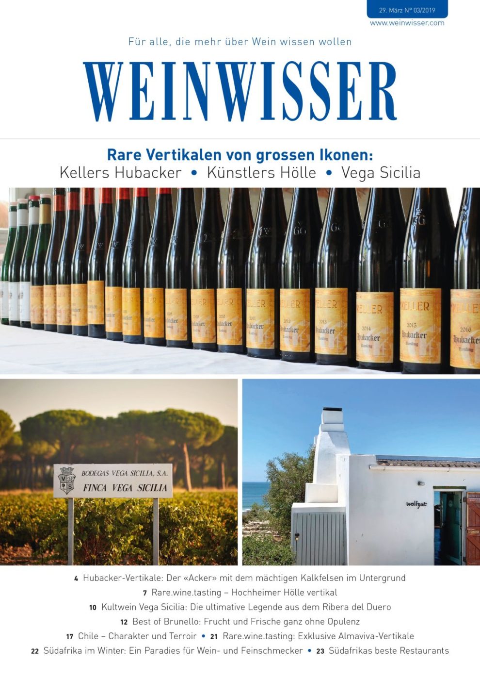 Editorial WW 03/19: Rare Vertikalen von grossen Ikonen (Hubacker, Hölle, Vega Sicilia Unico, Almaviva)